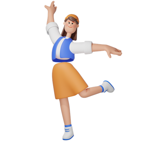 Women with Dancing  3D Illustration