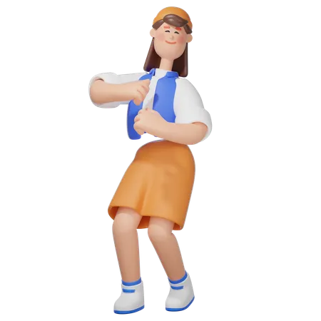 面白い活動をする女性  3D Illustration