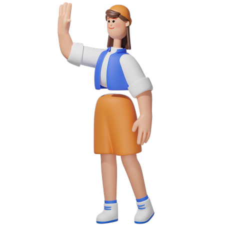 Women with High Five pose  3D Illustration