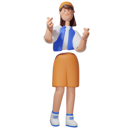 Women with Saranghaeyo pose  3D Icon
