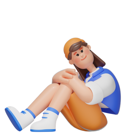 Women with Sitting pose  3D Icon