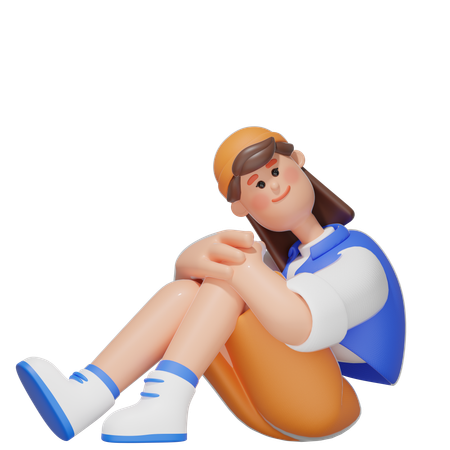 Women with Sitting pose  3D Illustration