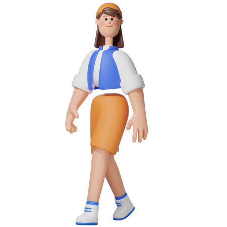 Women with Walking pose  3D Illustration