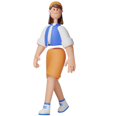 Women with Walking pose  3D Illustration