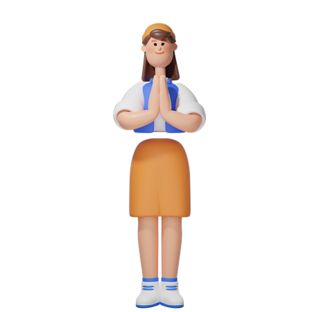 Women With Welcoming pose  3D Illustration