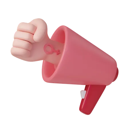Pink Megaphone With Female Gender Call Out International Womens Day 3 D Illustration Feminism Independence Freedom Empowerment Activism For Women Rights 3D Icon