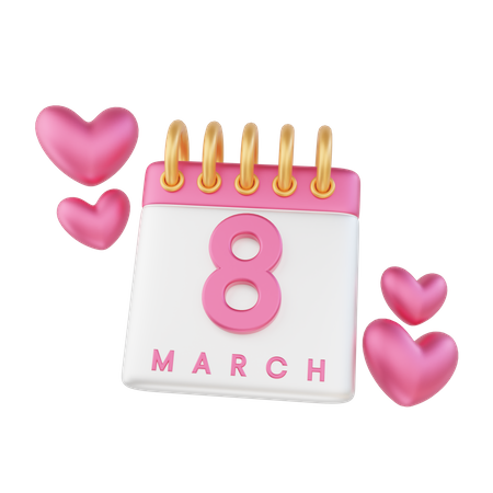 Women's day calendar  3D Illustration