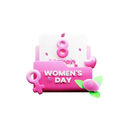 Womens Day Folder  3D Icon