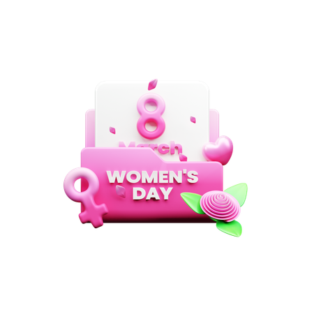 Womens Day Folder  3D Icon