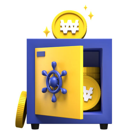 Won Bank Locker  3D Illustration