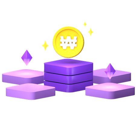 Won Blockchain Technology  3D Icon