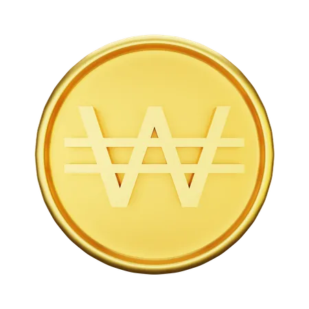 3 D Rendering Of Won Currency 3D Illustration