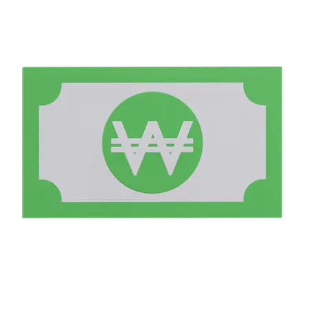 Won Paper Money Currency 3 D Icon Illustration With Transparent Background 3D Icon