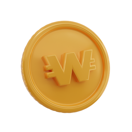 Won Symbol Coin  3D Icon