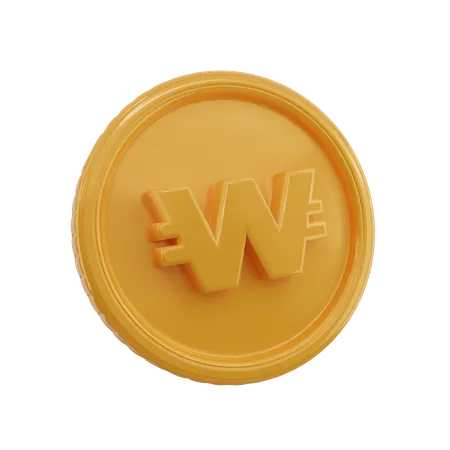 Won Symbol Coin  3D Icon