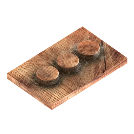 나무 블록 벽돌 모양  3D Icon