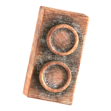 나무 블록 벽돌 모양  3D Icon
