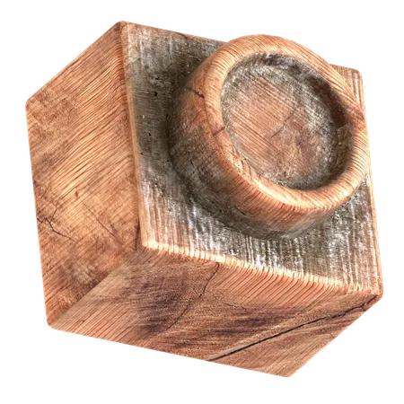나무 블록 벽돌 모양  3D Icon