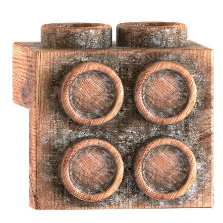 나무 블록 벽돌 모양  3D Icon