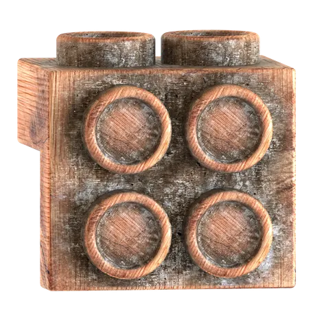 나무 블록 벽돌 모양  3D Icon