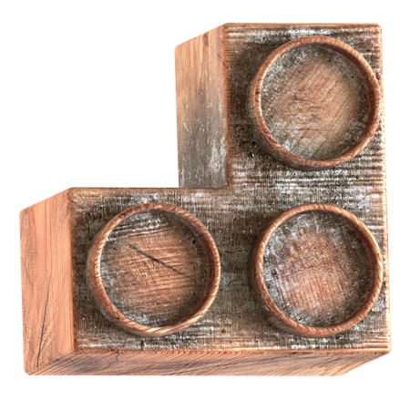 나무 블록 벽돌 모양  3D Icon