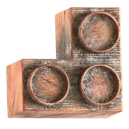 나무 블록 벽돌 모양  3D Icon