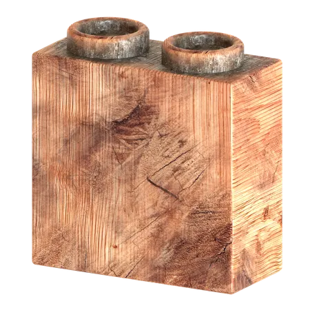 나무 블록 벽돌 모양  3D Icon