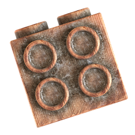 나무 블록 벽돌 모양  3D Icon