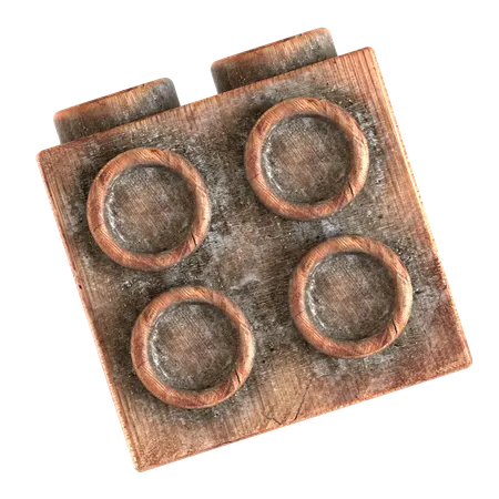 나무 블록 벽돌 모양  3D Icon