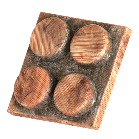 나무 블록 벽돌 모양  3D Icon