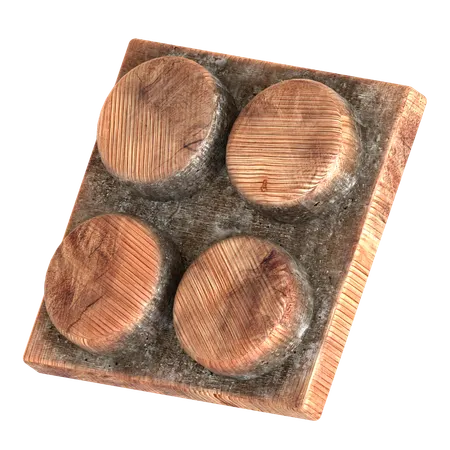 나무 블록 벽돌 모양  3D Icon