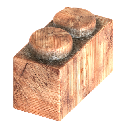 나무 블록 벽돌 모양  3D Icon