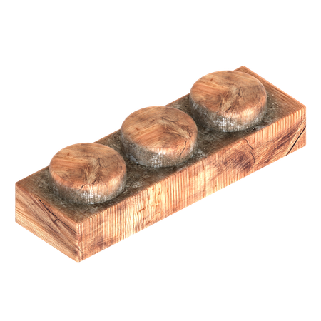나무 블록 벽돌 모양  3D Icon