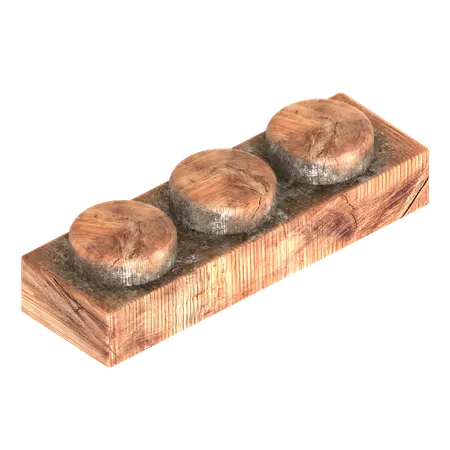 나무 블록 벽돌 모양  3D Icon