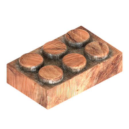 나무 블록 벽돌 모양  3D Icon