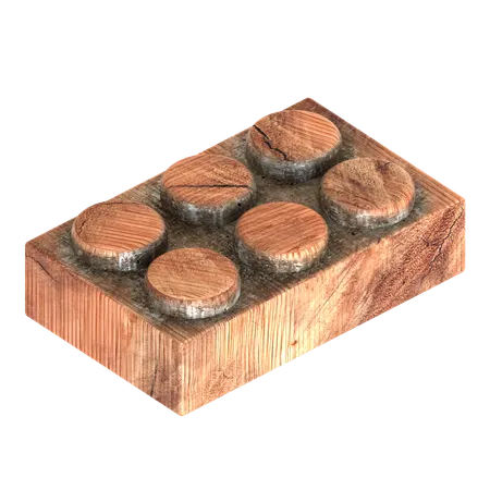 나무 블록 벽돌 모양  3D Icon