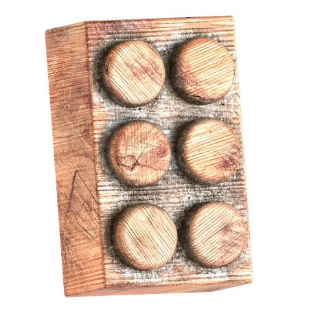 나무 블록 벽돌 모양  3D Icon