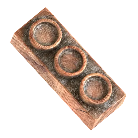 Wood Building Blocks Brick Shape  3D Icon