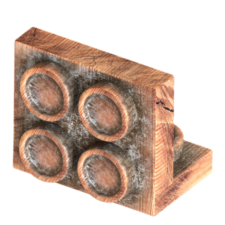 Wood Building Blocks Brick Shape  3D Icon