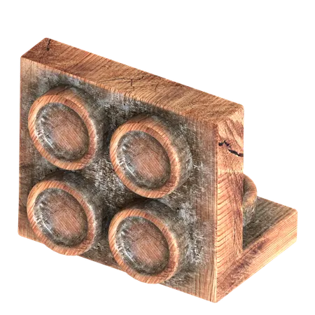 Wood Building Blocks Brick Shape  3D Icon