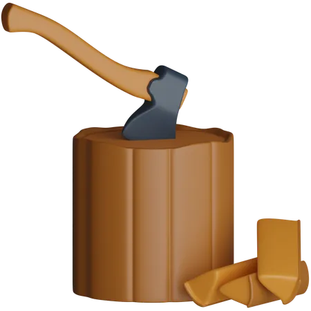 Wood Chopping  3D Icon