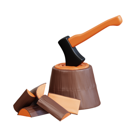 Wood Chopping  3D Icon