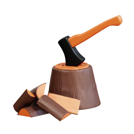 Wood Chopping  3D Icon