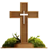 Wood Cross With Grass