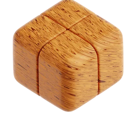 Wood Cube Abstract Shape  3D Icon