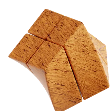 Wood Cube Abstract Shape  3D Icon