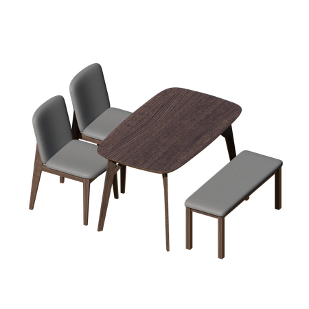 木製ダイニングテーブルセット  3D Illustration