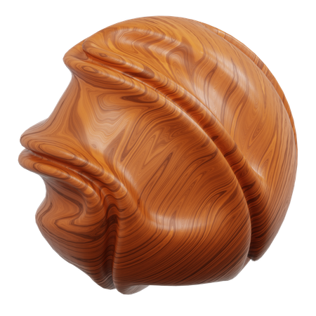 Wood Grain Sphere With Swirling Shape  3D Icon