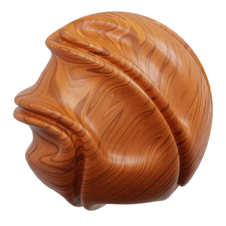 Wood Grain Sphere With Swirling Shape  3D Icon