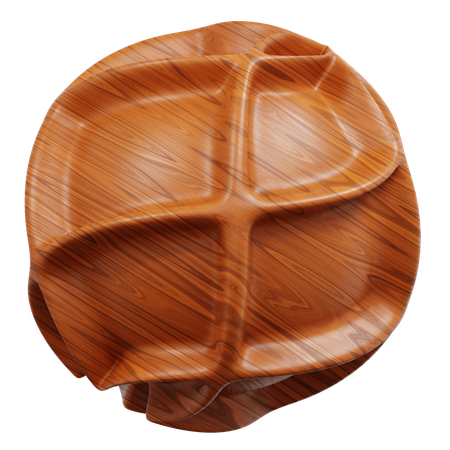 Wood Grain Textured Spherical Segmented Serving Tray  3D Icon